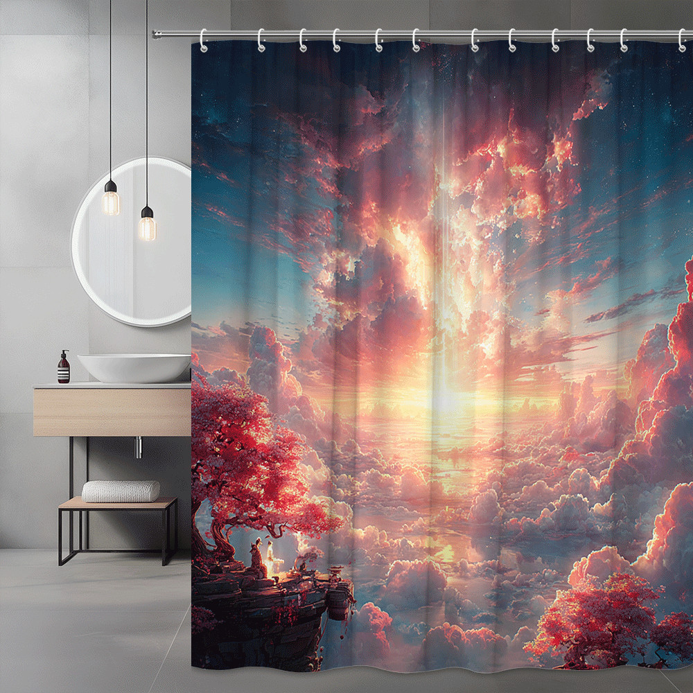 Fantasy Cloudscape Shower Curtain Pink Blue Sky Print gallery