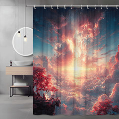 Fantasy Cloudscape Shower Curtain Pink Blue Sky Print