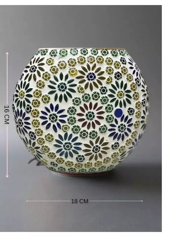 Turkish Mosaic Table Lamp Multicolor Glass Handmade Boho Night Light Decor gallery