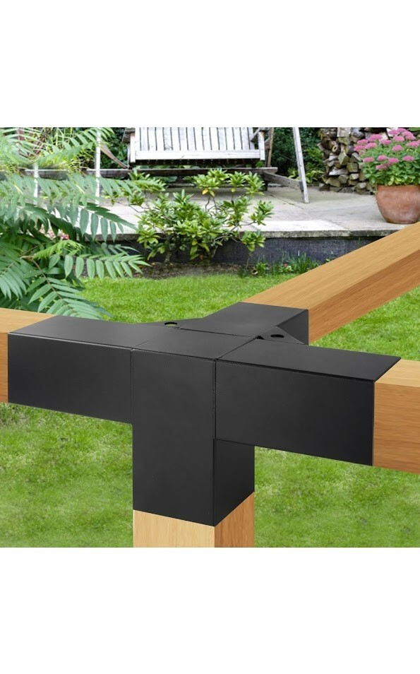 Aluminum Pergola Bracket 4-Way Corner Extension Powder Coated 4x4 Post DIY gallery