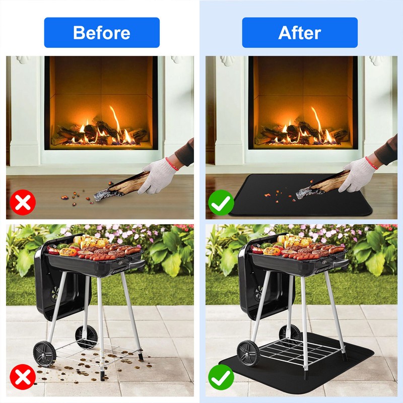 24x18in Under Grill Mat Fireproof Mat for Outdoor Tabletop Grill Deck Protector gallery