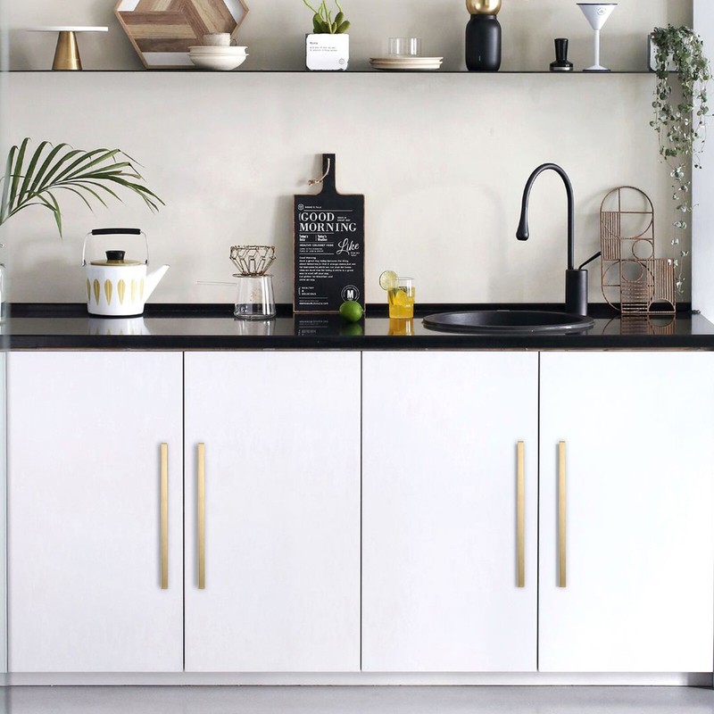 Kitchen Square Cabinet Handles Stainless Steel Gold T Bar Drawer Pulls Hardwares gallery