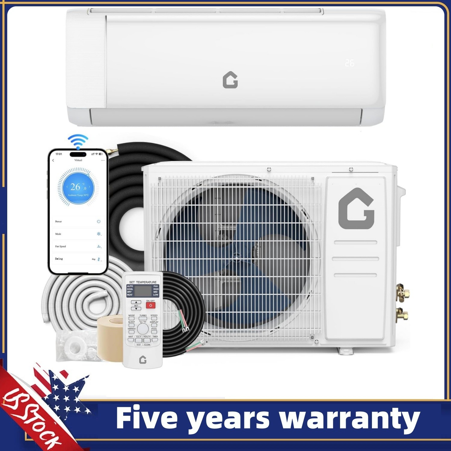 9000BTU Mini Split Air Conditioner & Heater Pump System 230V SEER2 18.5 Inverter gallery