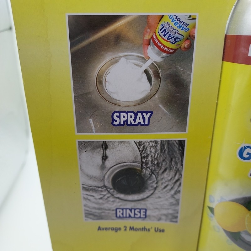 Sani 360° Garbage Disposal Cleaner Deodorizer 10 oz. Lemon Scent Enzyme Foam Act gallery