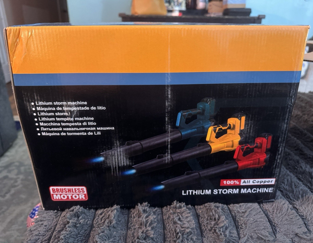 Lithium Storm Machine Brushless Battery Leaf Blower, Blue/Yellow/Red