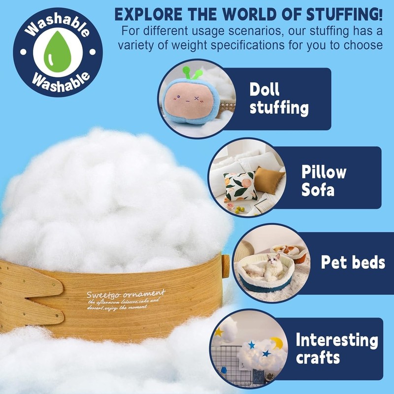 Versatile 4.18lb Polyester Fiber Fill for Stuffed Animals and Decorative Pillows gallery