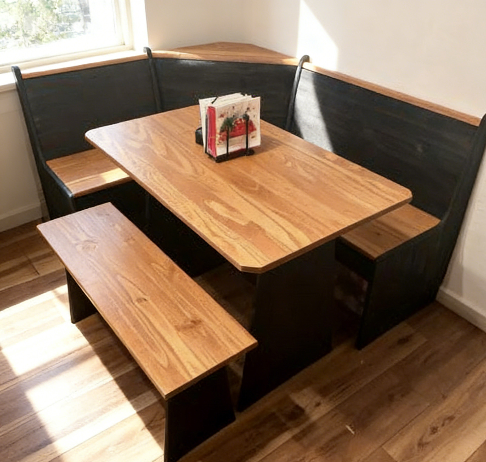 Corner Breakfast Nook Dining Set L-Shape Kitchen Table Bench Chairs Space Saving gallery