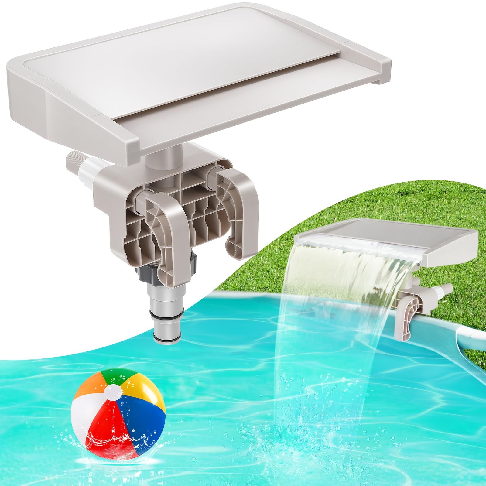 Above Ground Pool Waterfall Fountain | Adjustable Clamp Attachment, Smooth Flow gallery