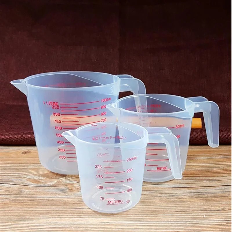 3Pcs Measuring Cups Set 250/500/1000ml Plastic Liquid Measuring Beaker Baking gallery