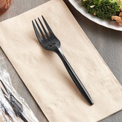 Individually Wrapped Medium Weight Black Polypropylene Plastic Fork – 1000 pcs