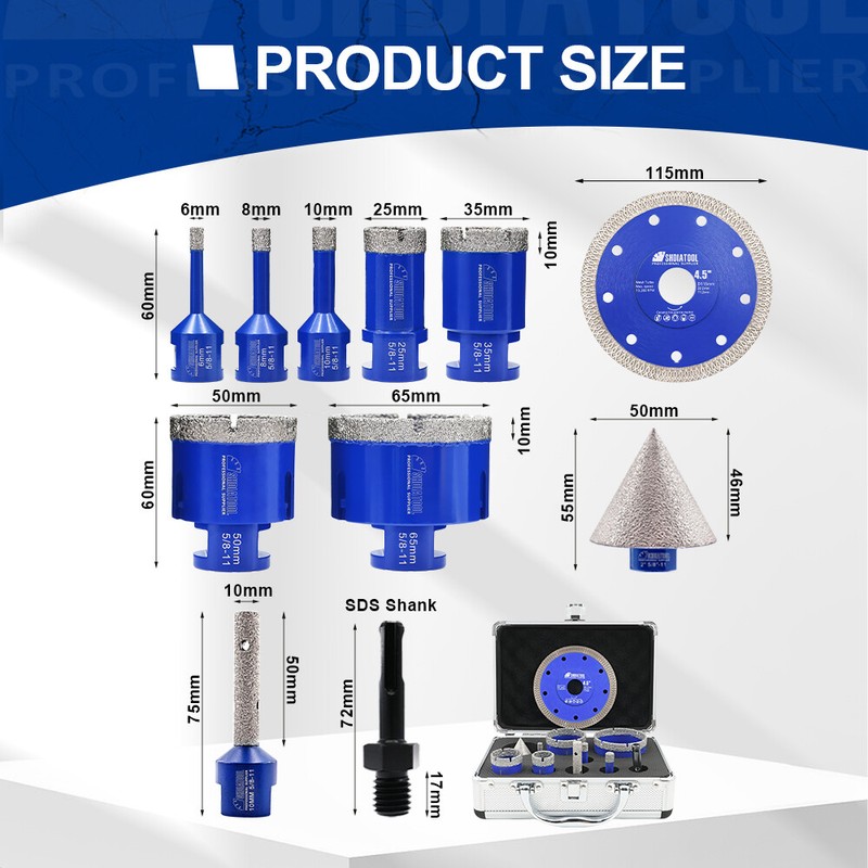 5/8 Diamond Core Bit Kit Drilling Hole Saw Cutting Disc Finger Bit Tile Marble gallery