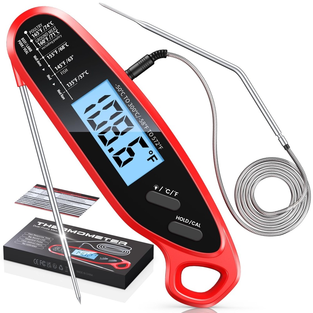 Instant Read Meat Thermometer Digital for Cooking with Dual Probe, ... Fast Ship
