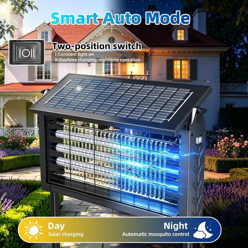 Upgraded Solar Bug Zapper Mosquito Zapper 4500V Waterproof Electric Fly Zapper gallery
