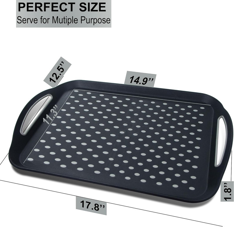 Large Nonslip Serving Tray with Handles, Silicone Grippy Dots Lap Food Trays for gallery