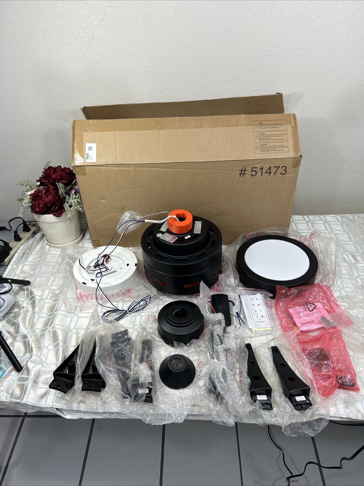 New Open Box Honeywell Ceiling Suspended Fan Motor *Wall Remote*8 Arms No Blades gallery