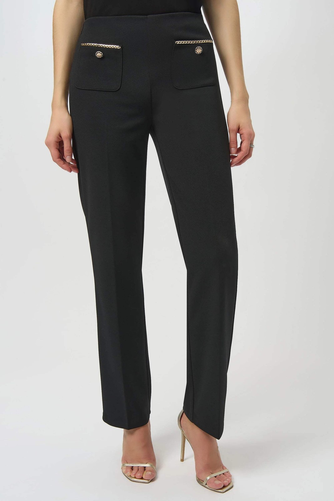 Joseph Ribkoff Chain Detail Pull On Straight Pants 254043 gallery