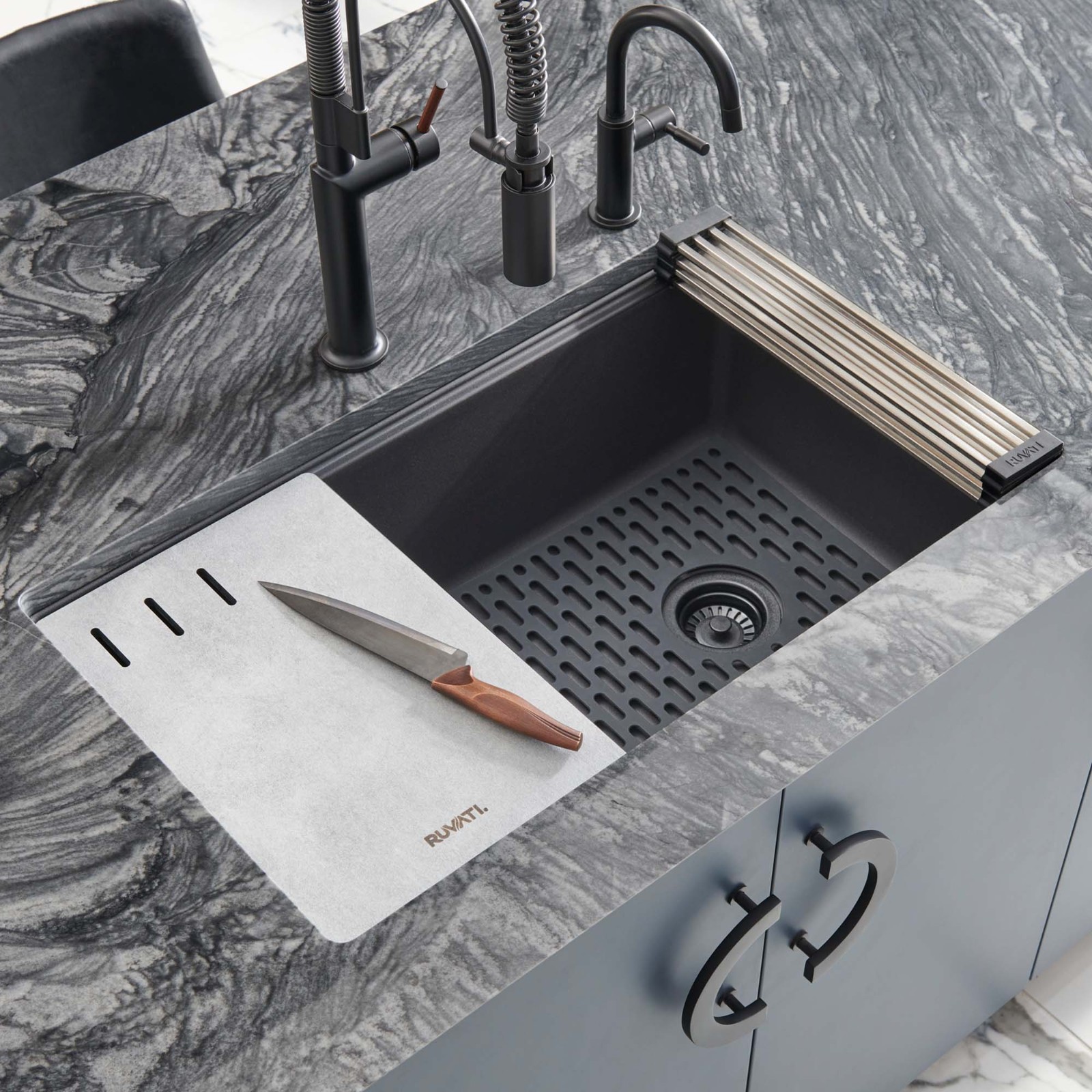 Ruvati 33" Granite Composite Quartz Undermount Single Bowl Sink- RVG2302BK gallery