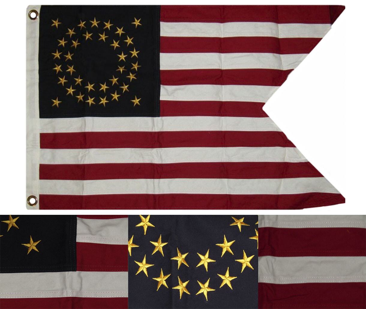 COTTON Union Cavalry Guidon 2x3 ft Embroidered Flag Civil War 35 Star Army gallery