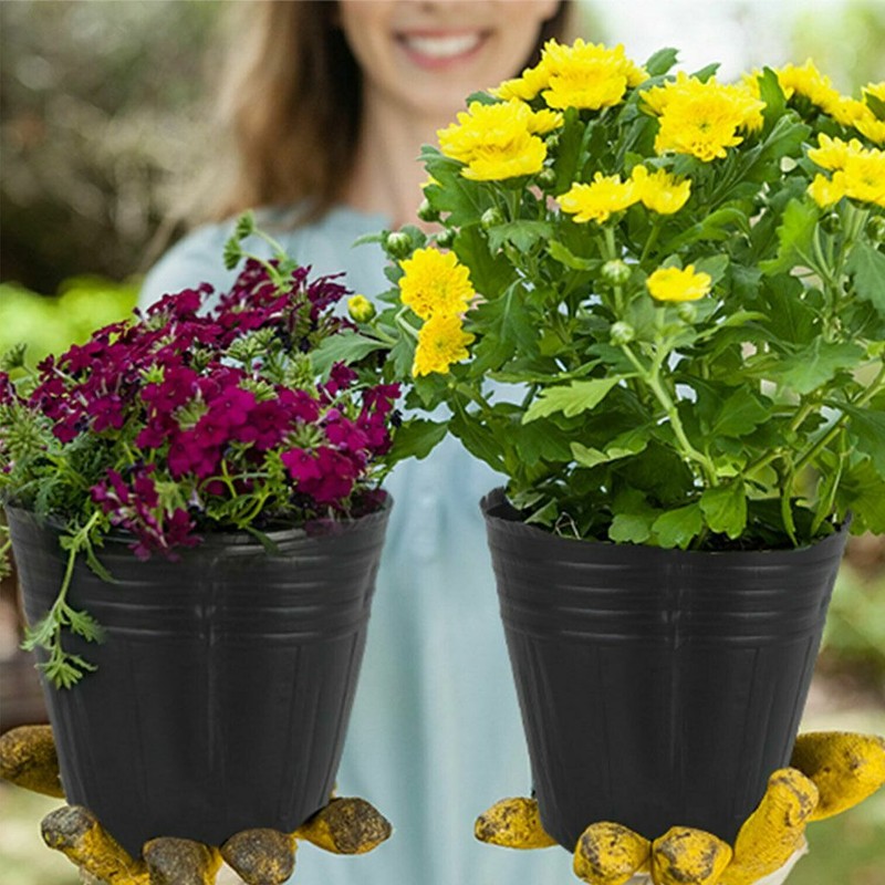 200Pcs Round Nursery Plastic Flower Pots for Plants Seedlings Black 2.6-3.5in gallery