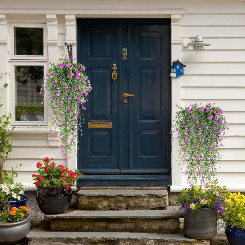 Artificial Hanging Flowers 3 Pack Fake Vine Plants Outdoor Indoor Porch Decor Se gallery