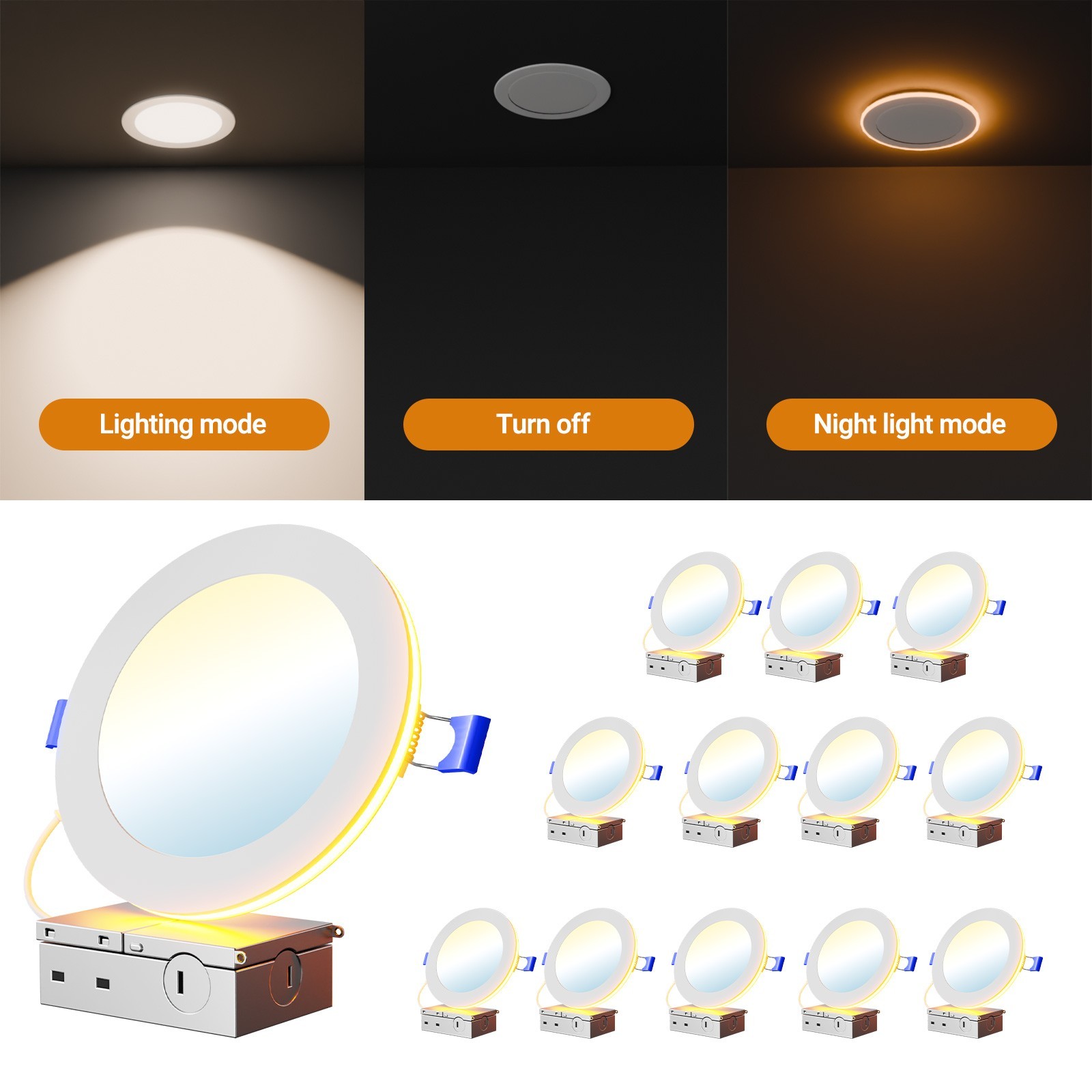 24Pack 6 Inch 5CCT LED Recessed CeilingLight 2700K-5000K With DimmableNightlight gallery