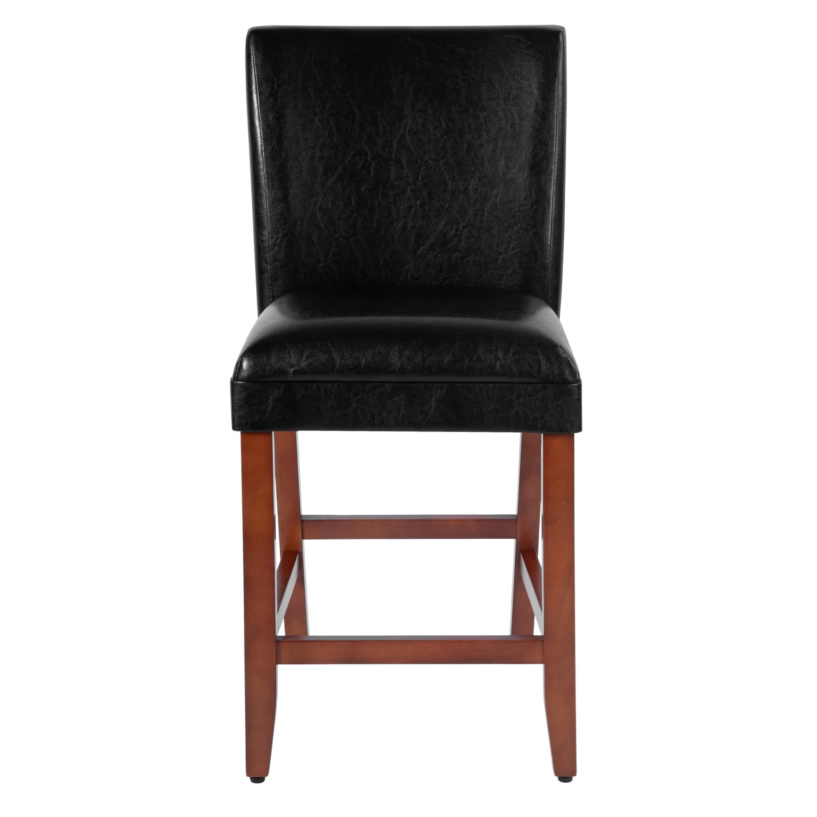 HomePop Counter Stool, 24-Inch, Black Faux Leather gallery