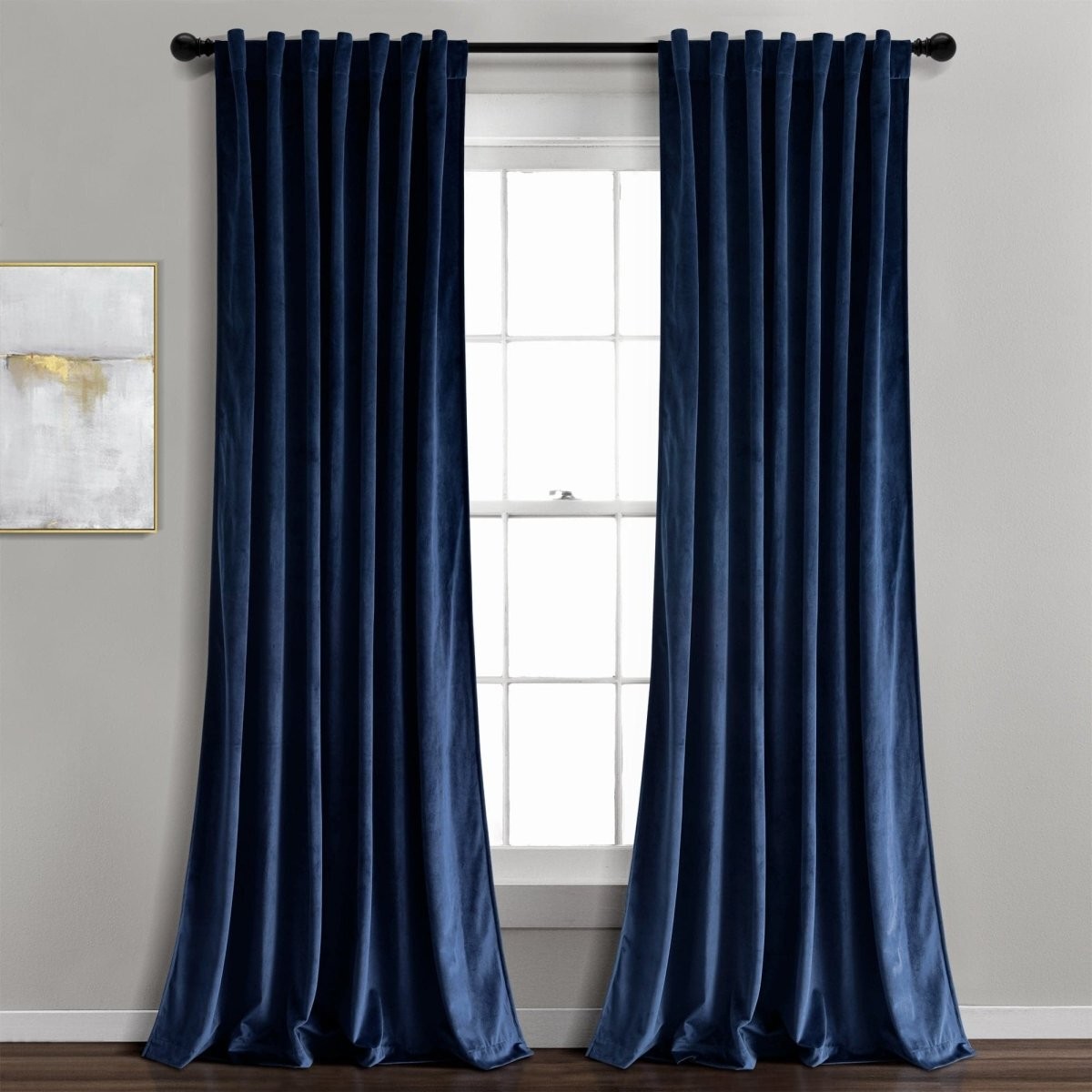 Prima Velvet Solid Back Tab Rod Pocket Light Filtering Window Curtain Panel Set gallery