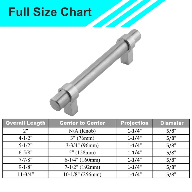 Brushed Nickel Modern Cabinet Handles Pulls Knobs Kitchen Hardware Stainless gallery