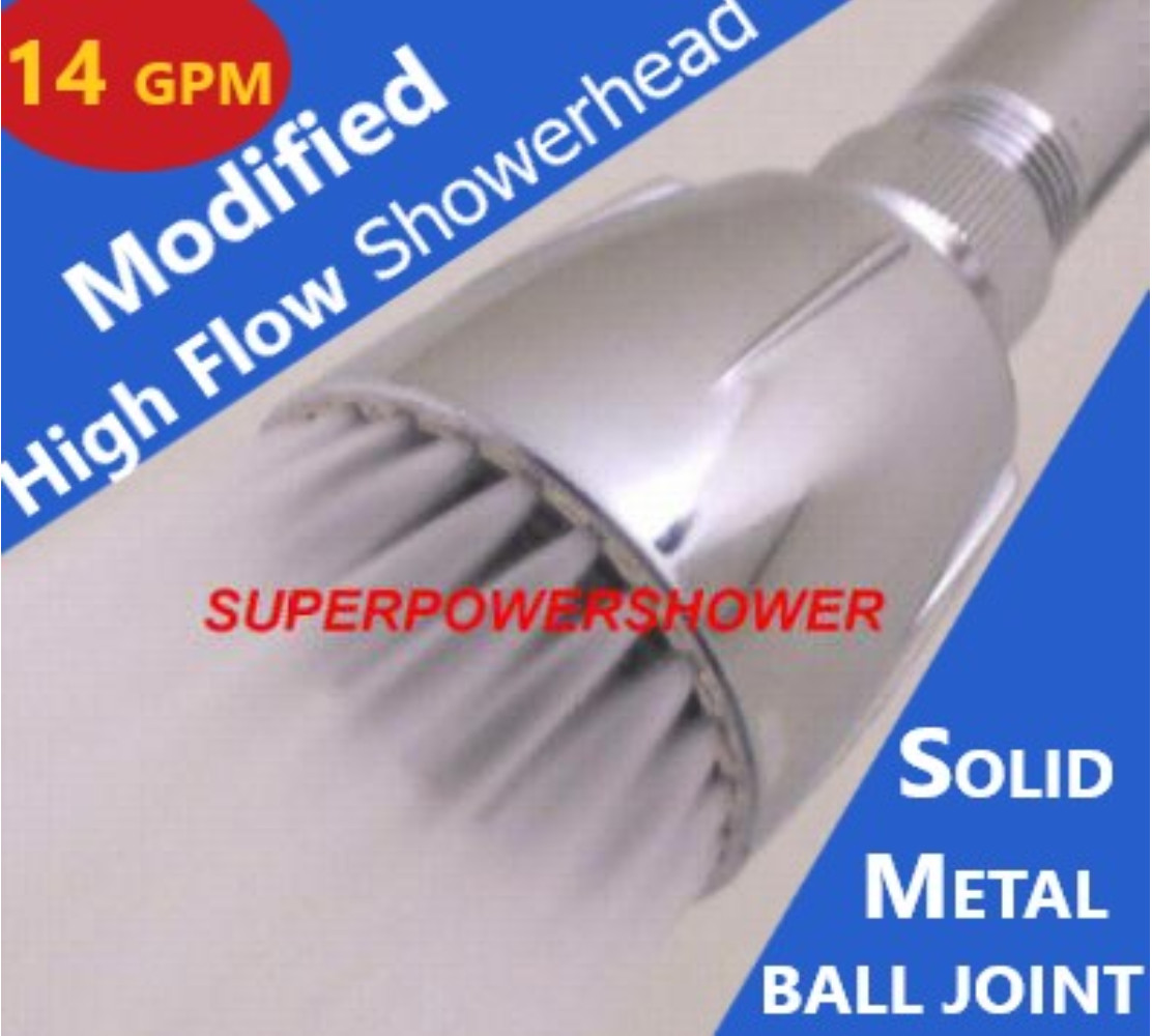 Original Modified HIGH FLOW SHOWER HEAD * 14 GPM Soft High Pressure * Metal Ball gallery