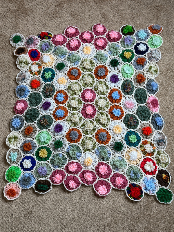 Crocheted Granny Square Throw Blanket Afghan Flowers 28"x31" gallery