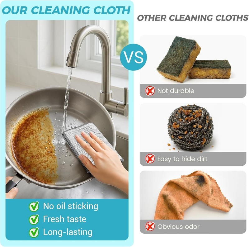 High-Quality, Skin-Friendly Non-Scratch Dishcloths - 12 Pack for Heavy Duty Use gallery