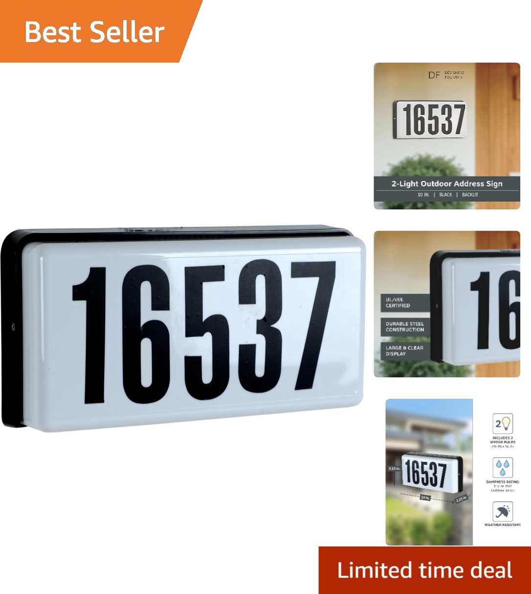 Customizable 10 Inch Lighted House Number Sign - Clear Backlit Address Display gallery