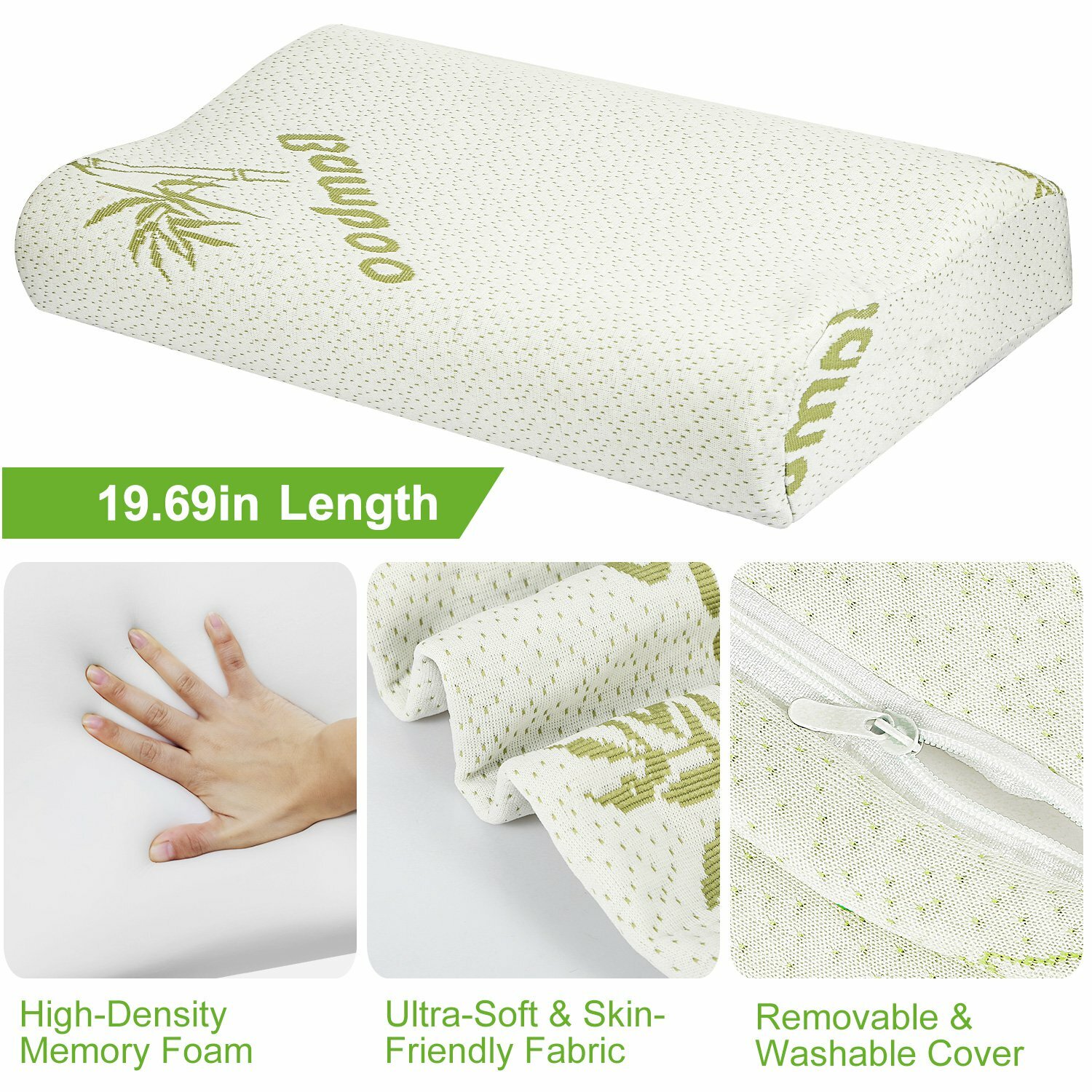 Bamboo Sleeping Orthopedic Memory Foam Pillow Contour Cervical Neck Support gallery