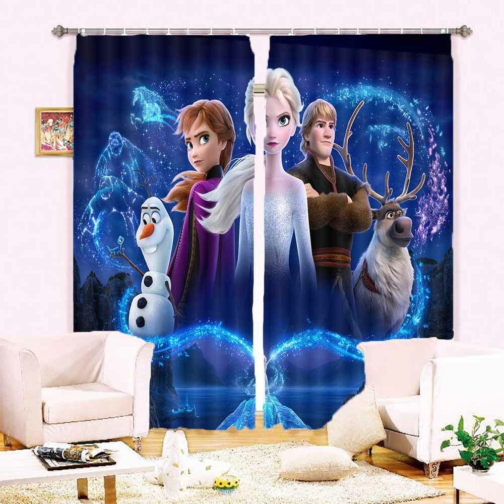 Characters Of Animation 3D Blockout Photo Print Curtain Fabric Curtains Window