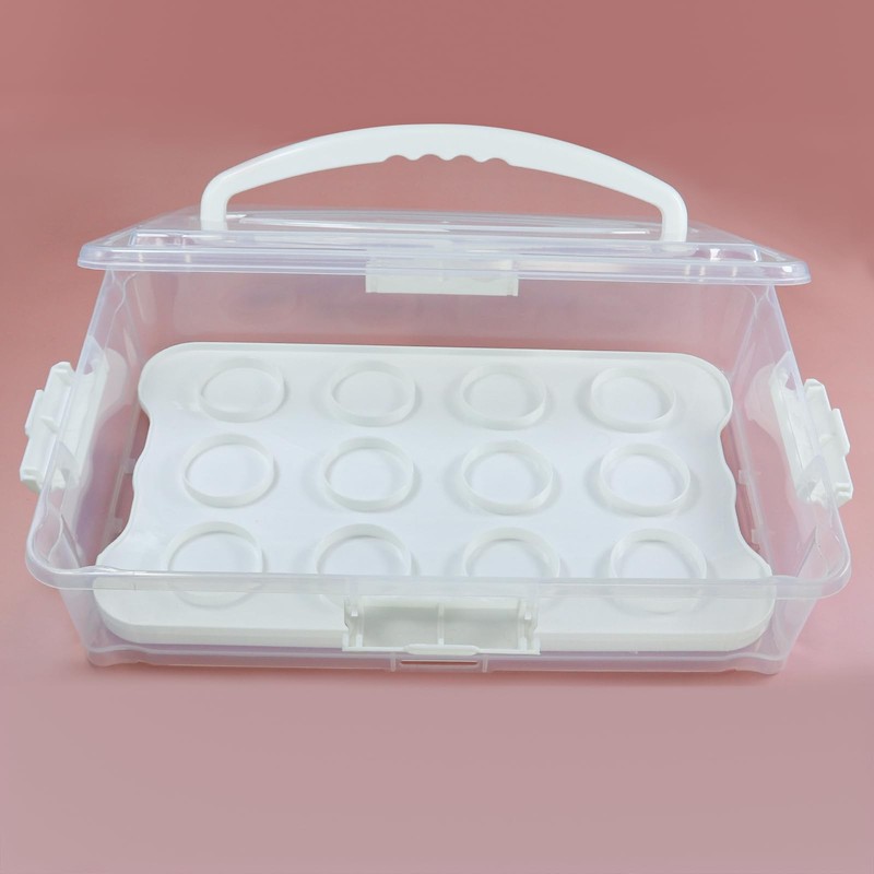 1Pack White Plastic Cake and Cupcake Carrier Holder, Large Portable Storage C... gallery
