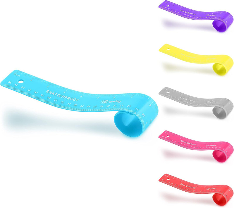 Flexible Blue 12 in (30 Cm) Soft Plastic Shatter Resistant Straight Edge Rule... gallery