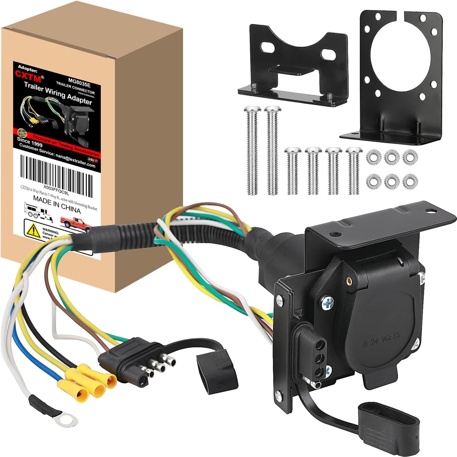 4-Way Flat to 7-Way Round Blade & 4 Way Trailer Wiring Harness Adapter, Multifun gallery