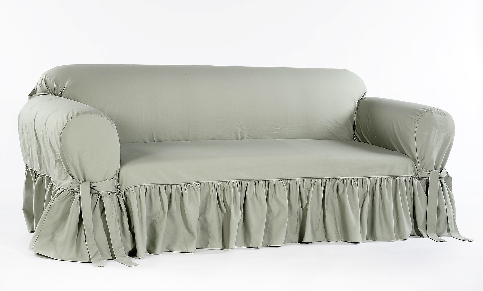 Cotton Dock Ruffled Round Arm Sofa/Loveseat/Chair Slipcover AMY 3 COLORS gallery
