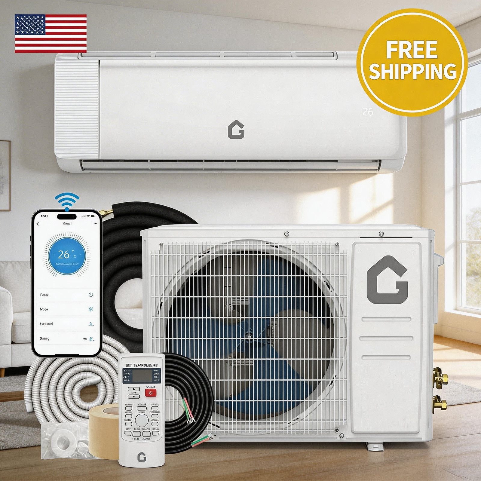 12000 BTU SEER 22 115V Ductless Mini Split Air Conditioner & Heater Pump System gallery