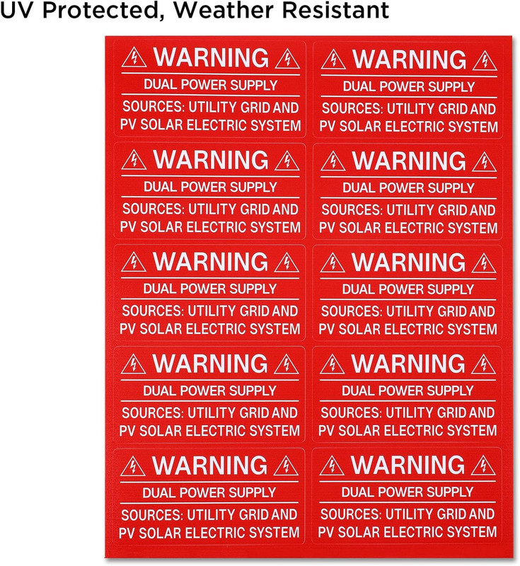 62 Pack Premium Solar PV System Labels UV Resistant NEC Compliant Safety Warning gallery