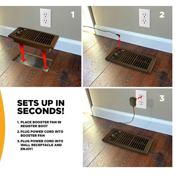 Register Booster Fan Flush Fit Brown Forced Air Systems Helps Boost Air Flow gallery