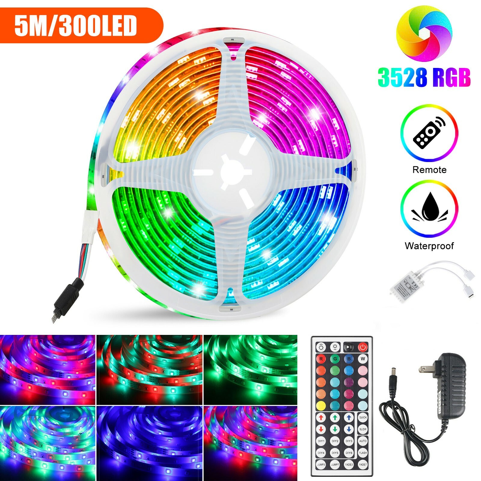   EEEkit 16.4ft 300 LED 3528SMD LED Strip Lights, Multi-Color Changing LED Rope gallery