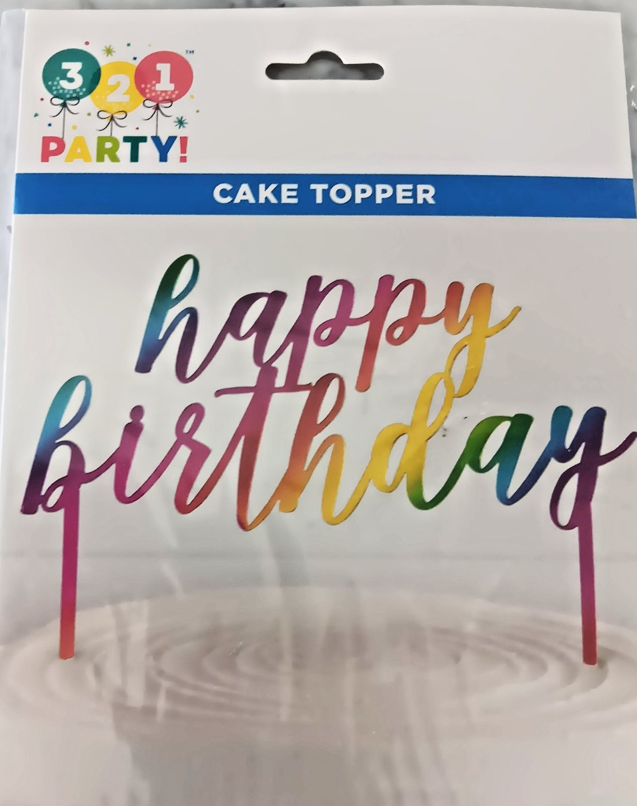 NEW 321 Party Happy Birthday Cake Topper Colorful Party Supplies Rainbow Colors gallery