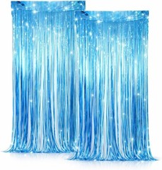 Blue Tinsel Foil Curtain, 2 Pack – Party Decor 39 in x 78 in (3.2 ft x 6.4 ft) |