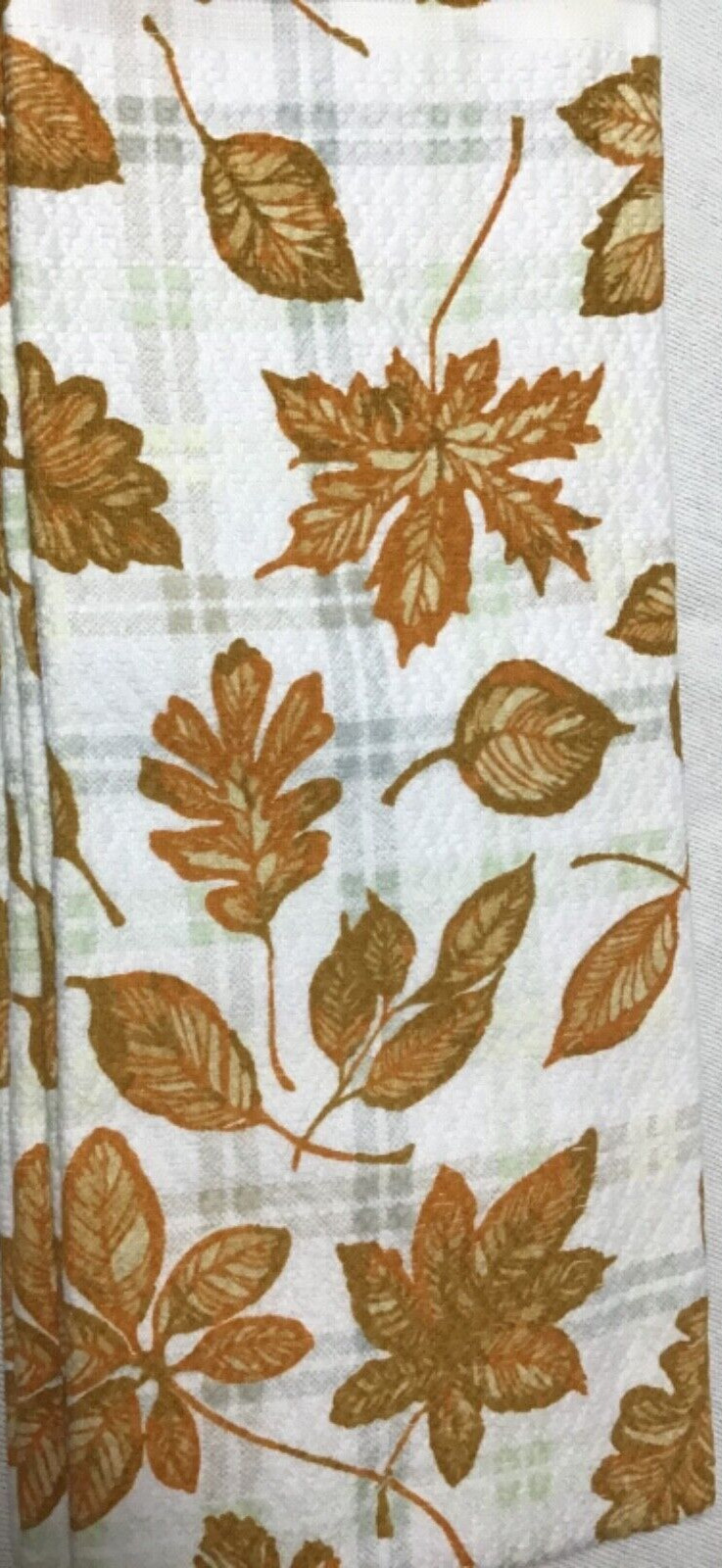 MARTHA STEWART EVERYDAY KITCHEN TOWELS (2) LEAVES RUST PLAID 100% COTTON NWT gallery