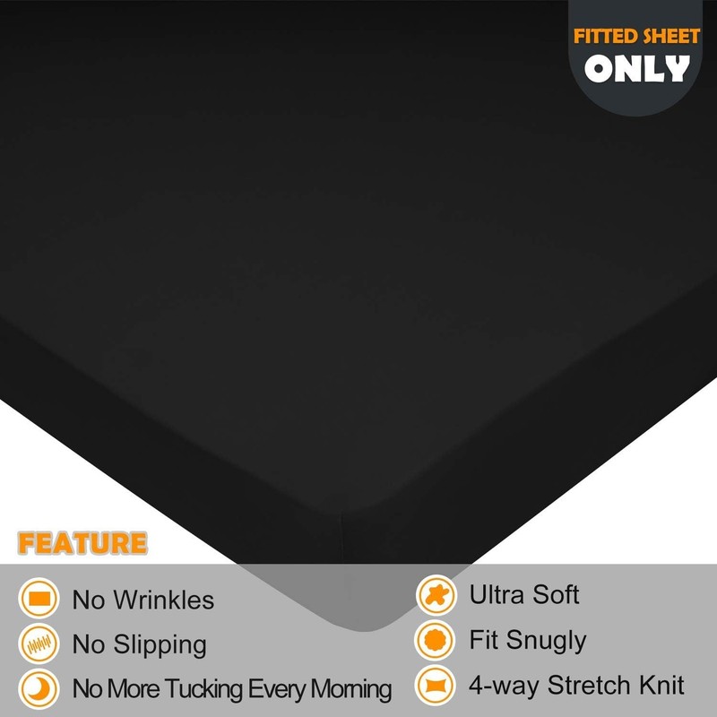 Soft Microfiber Twin Fitted Sheet, Deep Pocket, 4-Way Stretch for All Mattresses gallery