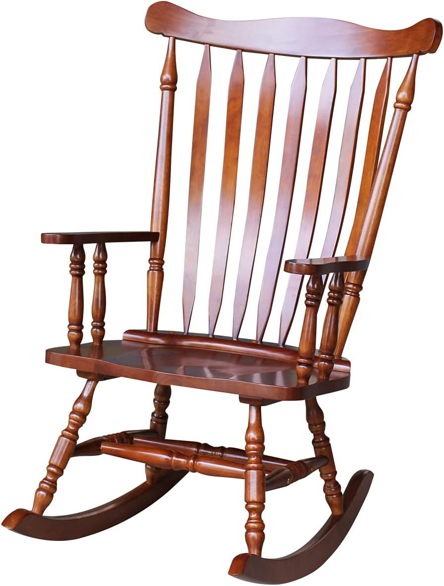 Cherry Solid Wood Rocking Chair, 225Lbs Capacity, Sturdy Parawood Design gallery