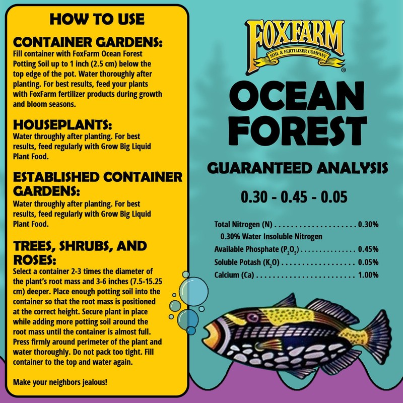 FoxFarm Ocean Forest Garden Potting Soil Bags 6.3-6.8 pH, 1.5 Cu Ft (4 Pack) gallery