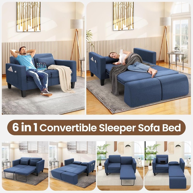 ✅ Comfy Pull Out Couch for Living Room, Bedroom, 2Color Loveseat Sofa Chair Gift gallery