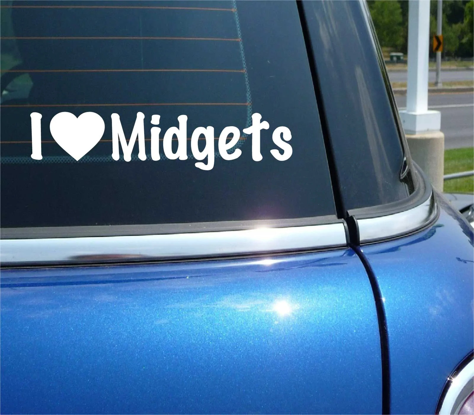 I LOVE MIDGETS DECAL STICKER HEART LITTLE PEOPLE PERSON SHORT DWARF CAR TRUCK gallery